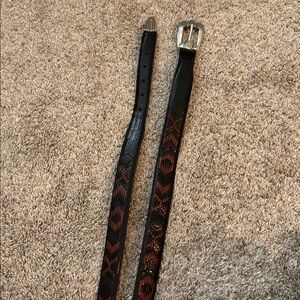 Onyx by Brighton woven western embroidery in geometric patterns leather belt 40